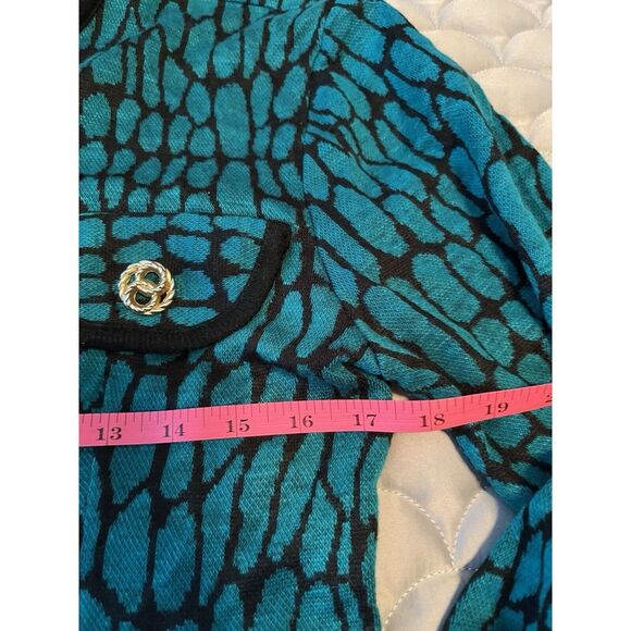 Vintage Superline Of California Jacket/cardigan Gold buttons Turquoise Black Med - Picture 3 of 6